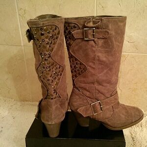 Big Buddha suede like studded boots